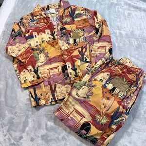 Original Cowboy Pajamas Western Desert Landscape Button Up Shirt pants XS Texas